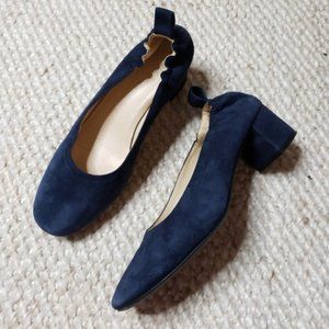EVERLANE Navy Blue Suede 'The Day Heel' Size 7.5